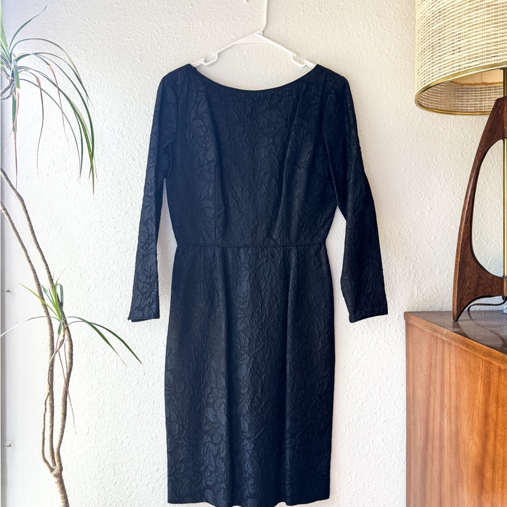 Carol Craig Black Wiggle Dress with Floral Brocade Print